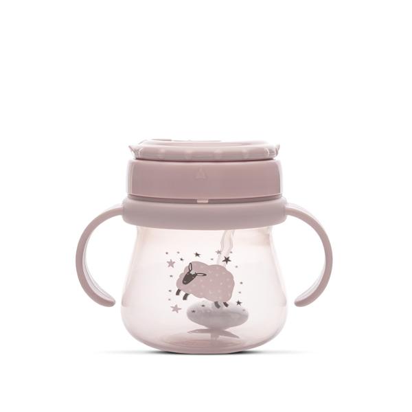 Canite si pahare - Cana cu toarte, sistem de baut din orice pozitie, cu pai flexibil, 12 luni+, 250 ml, My Friend, Mellow Rose, bebelorelli.ro