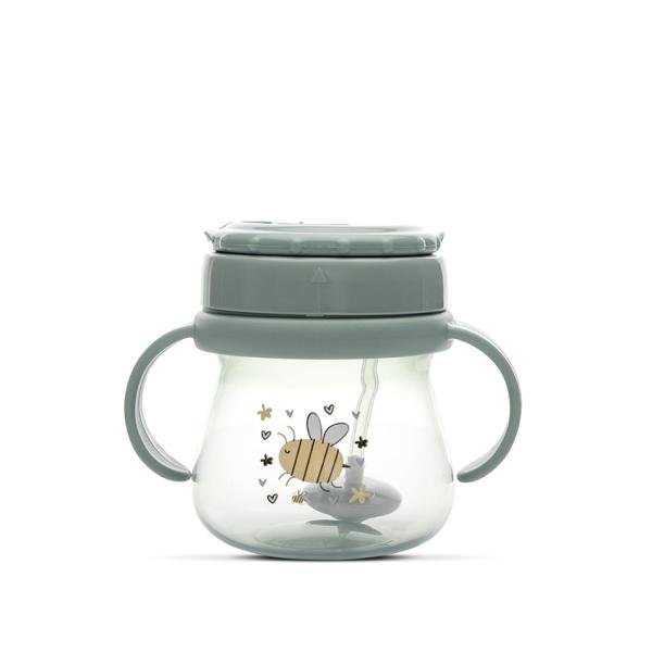 Canite si pahare - Cana cu toarte, sistem de baut din orice pozitie, cu pai flexibil, 12 luni+, 250 ml, My Friend, Iceberg Green, bebelorelli.ro