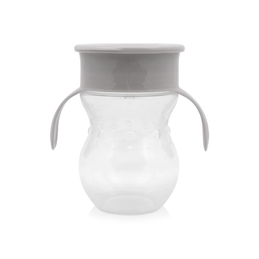 Canite si pahare - Cana de tranzitie anti-varsare, sistem de baut din orice pozitie 360 grade,12 luni+, Grey, bebelorelli.ro