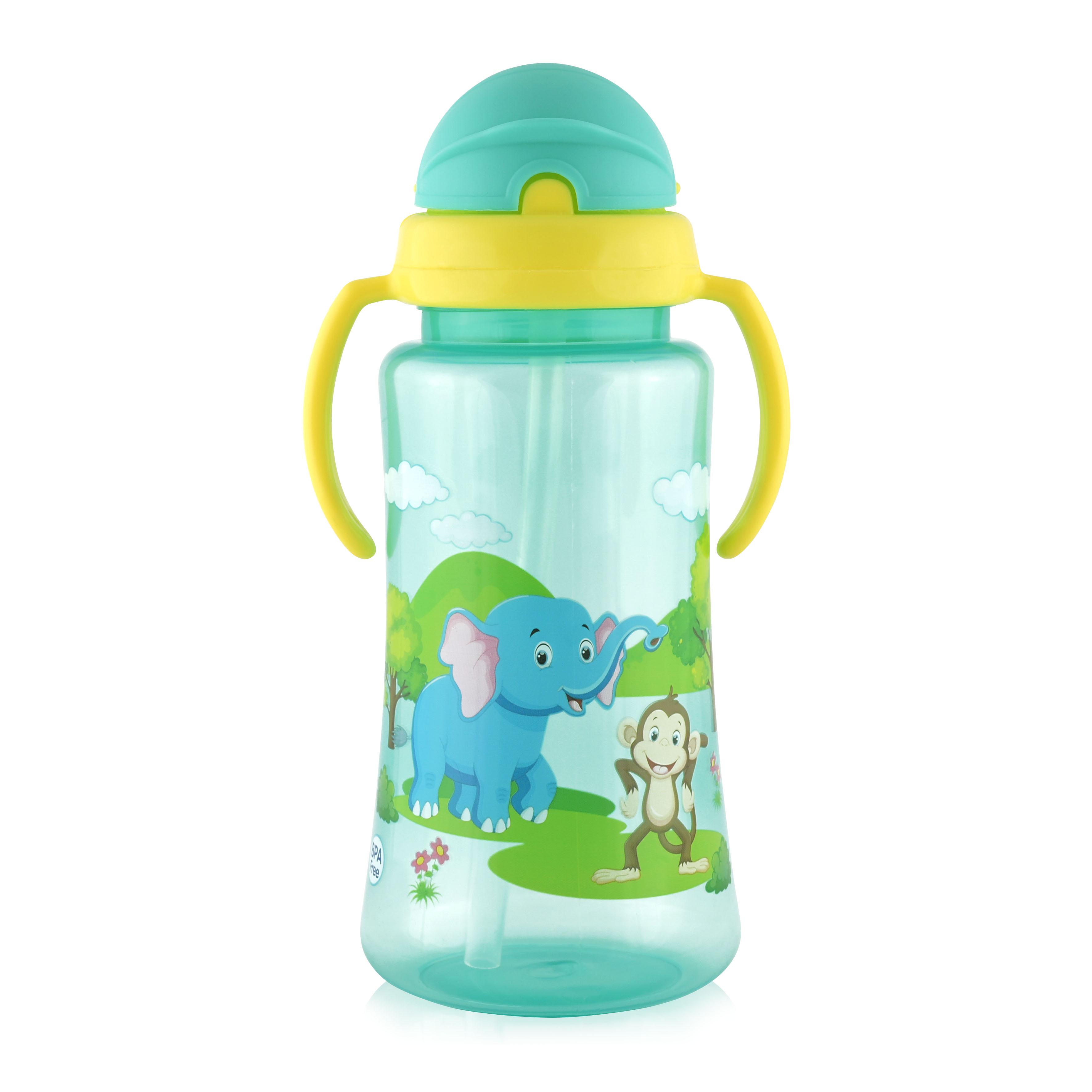 Biberoane - Cana sport cu manere si pai moale, 12 luni+, 330 ml, Green, bebelorelli.ro