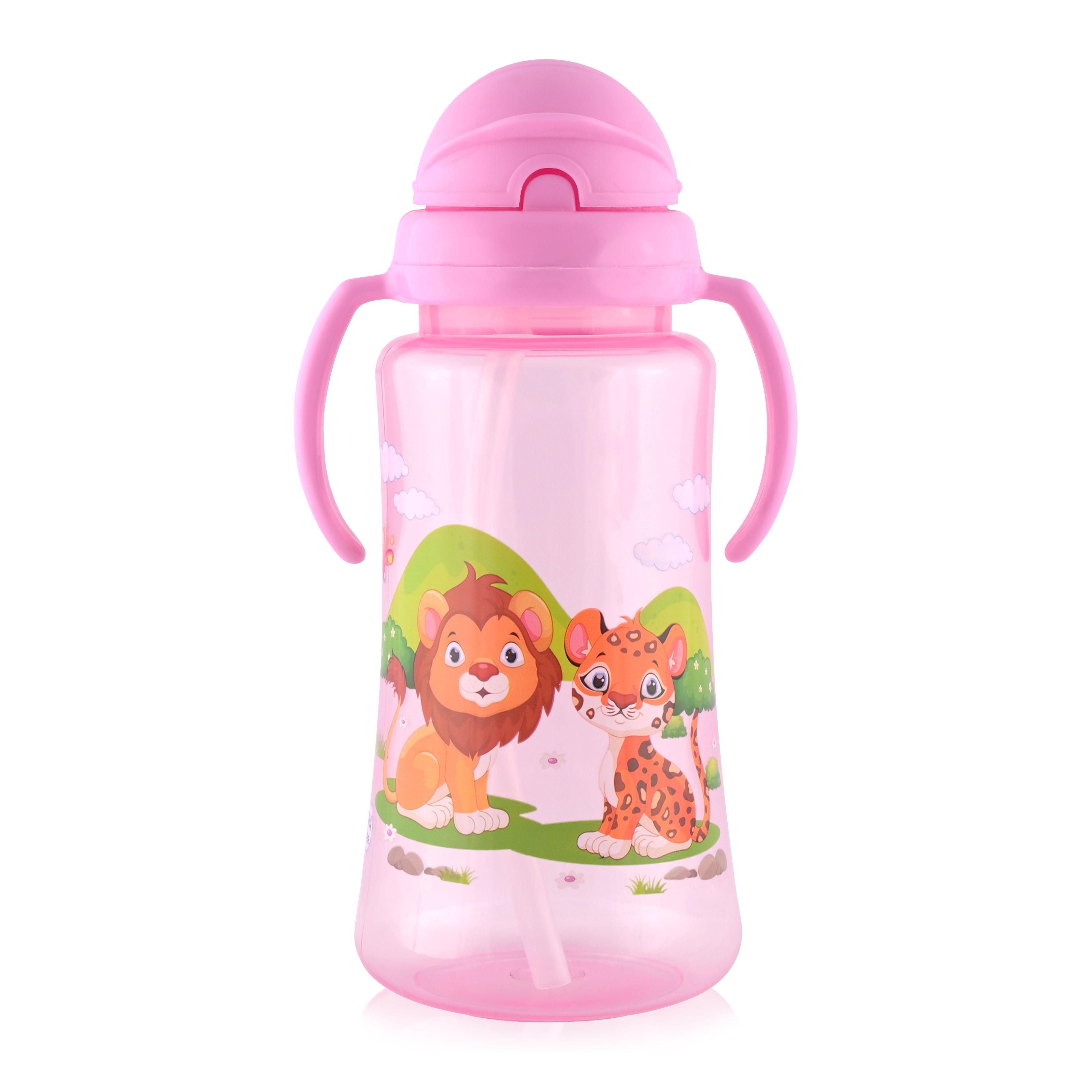 Biberoane - Cana sport cu manere si pai moale, 12 luni+, 330 ml, Pink, bebelorelli.ro