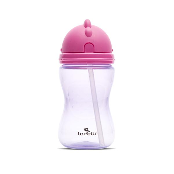 Biberoane - Cana sport, cu pai moale si flexibil, capac de protectie rotativ, 300 ml, Pink Purple, bebelorelli.ro