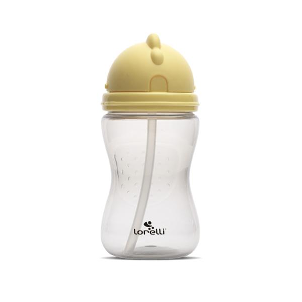Canite si pahare - Cana sport, cu pai moale si flexibil, capac de protectie rotativ, 300 ml, Yellow Grey, bebelorelli.ro