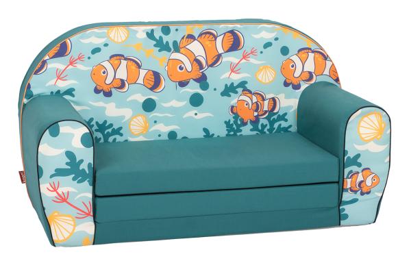 Mobilier camera copii - Canapea extensibila pentru copii, Knorr Toys, umplutura din spuma moale, husa bumbac 100% detasabila si lavabila, 77 x 34 x 42 cm, 9 Luni+, Clown Fish, bebelorelli.ro