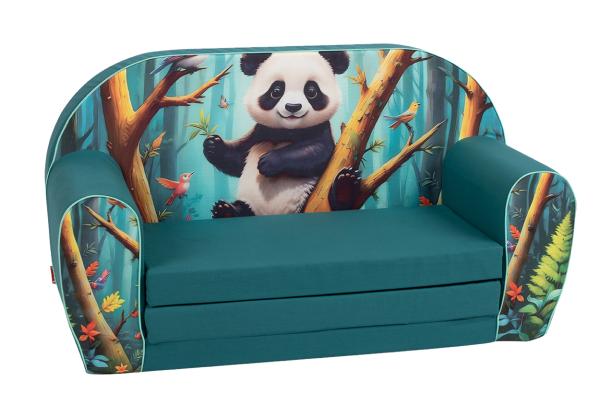 Mobilier camera copii - Canapea extensibila pentru copii, Knorr Toys, umplutura din spuma moale, husa bumbac 100% detasabila si lavabila, 77 x 34 x 42 cm, 9 Luni+, Lucky Panda, bebelorelli.ro