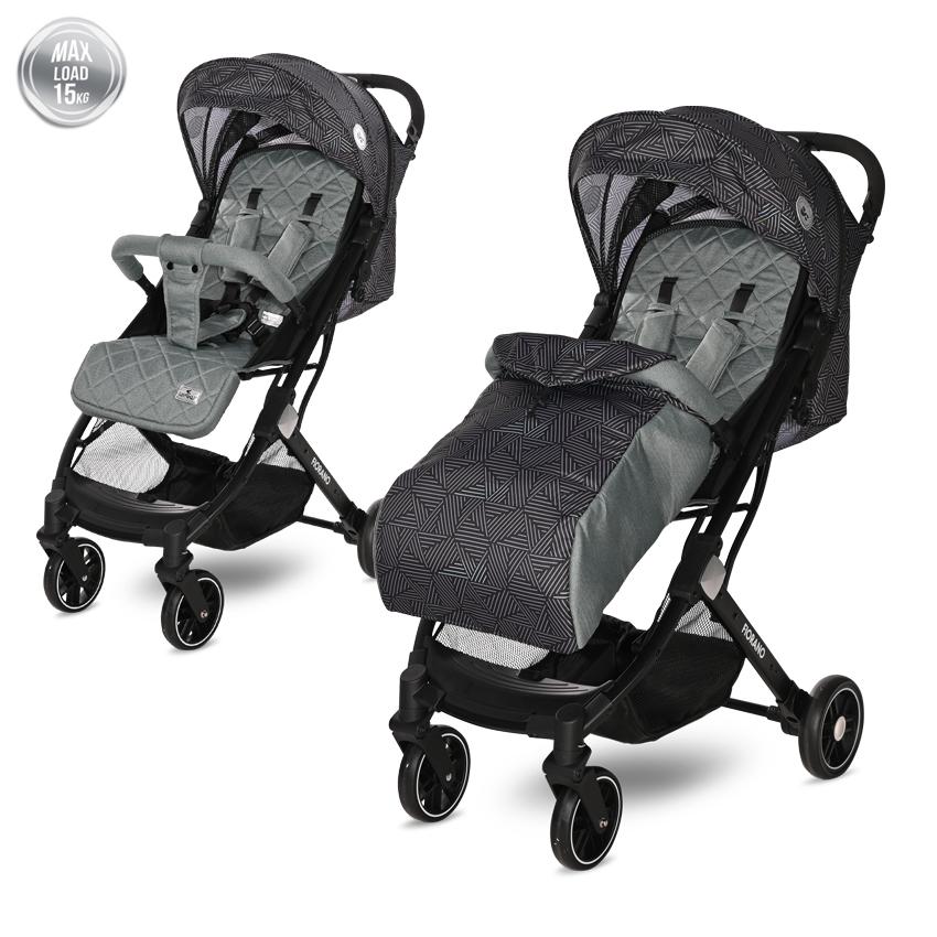 Carucior fiorano, de la 0 luni pana la 3 ani, maxim 15 kg, pliere tip troller, husa de vreme rece, trooper gri LORELLI