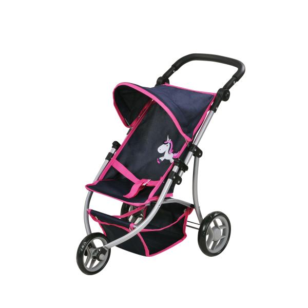 Carucioare papusi si accesorii - Carucior Jogger pentru papusi, Knorr Toys, Lio, maner reglabil pe inaltime,  59x35,50x63,50 cm, 3 Ani+, Unicorn Blue, bebelorelli.ro