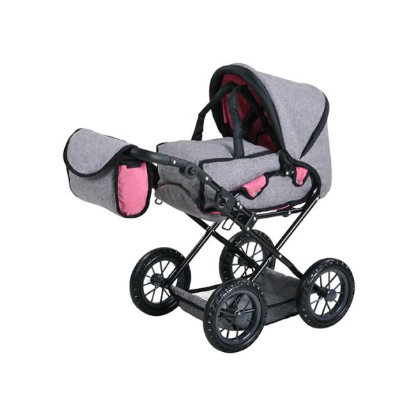 Carucioare papusi si accesorii - Carucior landou pentru papusi, Knorr Toys, Ruby, reglabil si transformabil, 51 x 37 x 64 cm, 3 Ani+, Jeans Grey, bebelorelli.ro