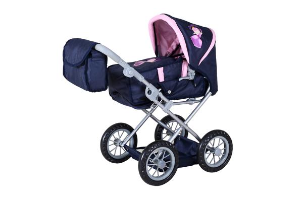 Carucioare papusi si accesorii - Carucior landou pentru papusi, Knorr Toys, Ruby, reglabil si transformabil, 51 x 37 x 64 cm, 3 Ani+, Princess Blue, bebelorelli.ro