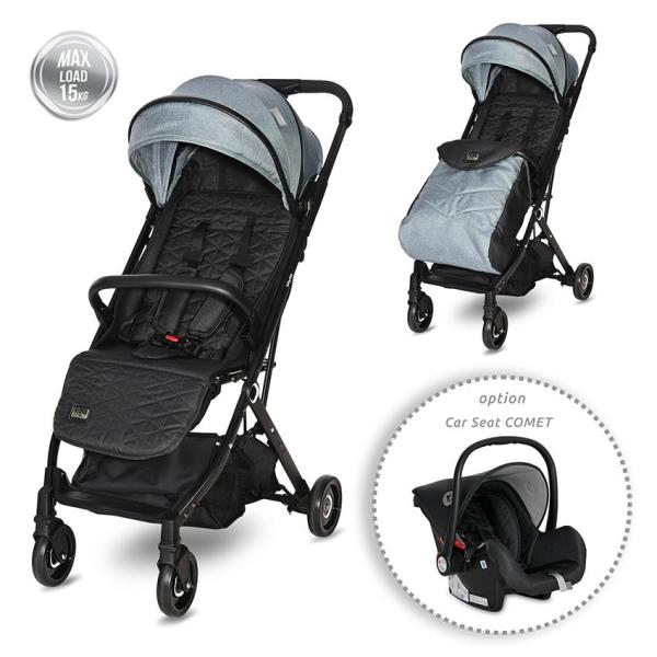 Lichidare de Stoc - Carucior Myla, de la 0 luni pana la 3 ani, maxim 15 kg, cadru din aluminiu, pliere tip troller, cos auto optional, Albastru Arctic, bebelorelli.ro