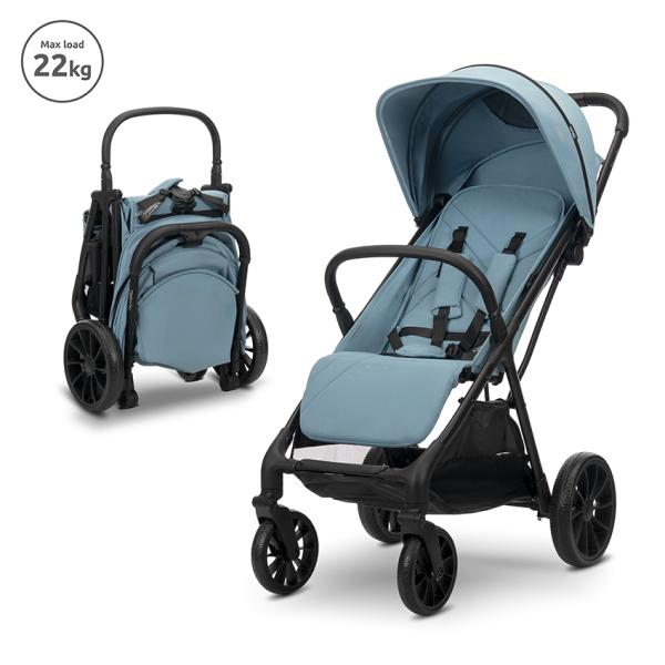 Carucior Standard - Carucior pentru copii, Nuvella, pliere cu o mana, spatar reglabil multipozitie, copertina extensibila, 0-48 luni, pana la 22 kg, Blue, bebelorelli.ro