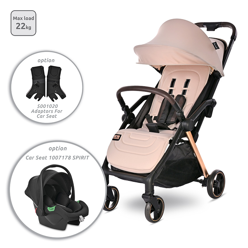 Carucior sport - Carucior pentru nou-nascut autofold Loret, ultra-light, pana la 22 kg, Beige, bebelorelli.ro