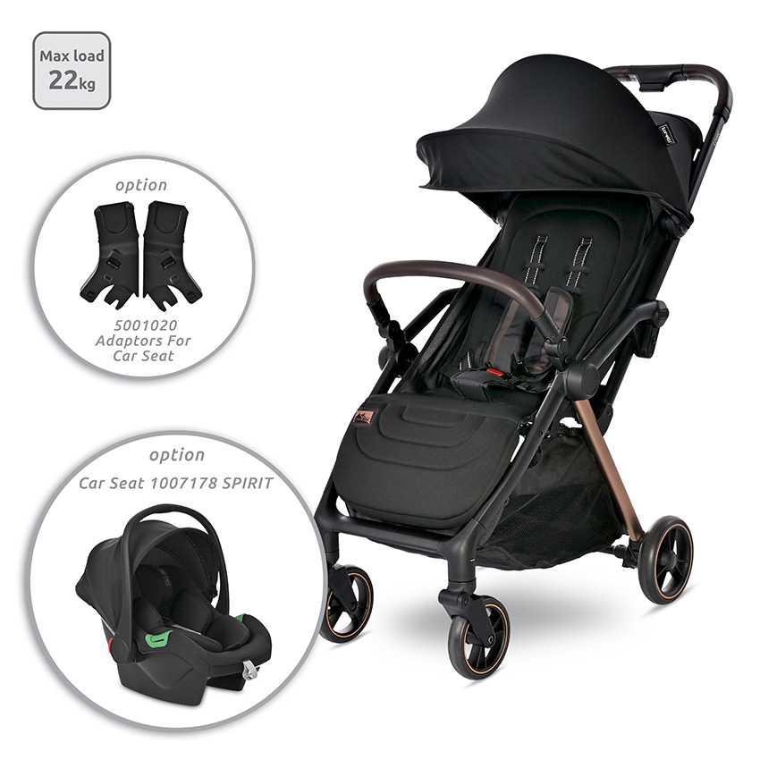 Carucior pentru nou-nascut autofold Loret, ultra-light, pana la 22 kg, Black Jasper