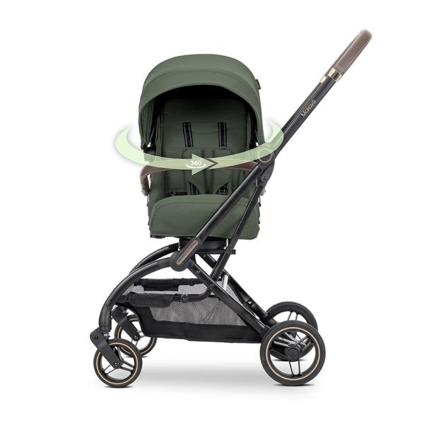 Carucior sport - Carucior pentru nou-nascut, Makaya, cu scaun rotativ 360 grade, cadru din aluminiu, pana la 22 kg, Green, bebelorelli.ro