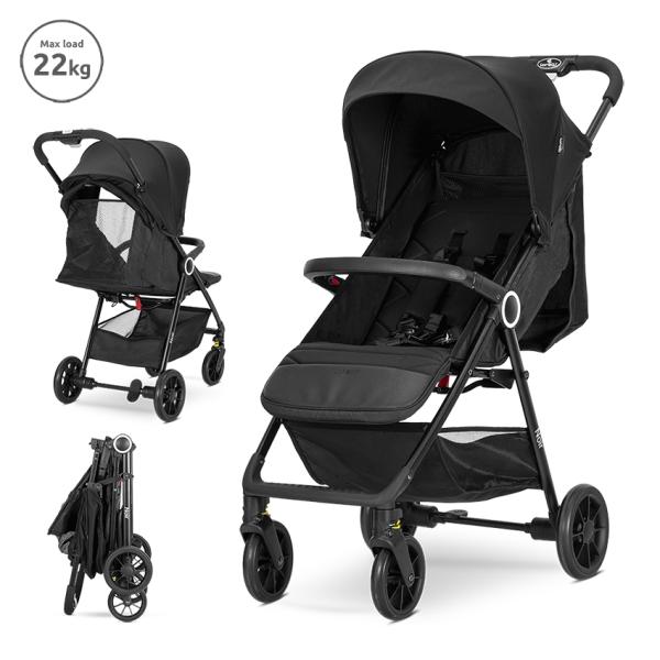 Carucior sport - Carucior pentru nou-nascut, Noir, sistem de pliere cu o singura mana, pana la 22 Kg, Black, bebelorelli.ro