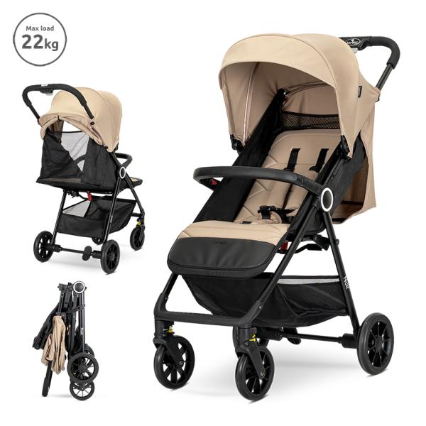 Carucior sport - Carucior pentru nou-nascut, Noir, sistem de pliere cu o singura mana, pana la 22 Kg, Beige, bebelorelli.ro