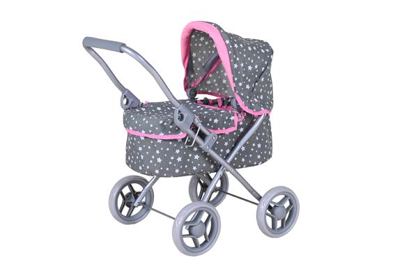 Carucioare papusi si accesorii - Carucior pentru papusi, Knorr Toys, Mini Lili, copertina reglabila, husa de picioare, 56 x 35 x 56 cm, 3 Ani+, Star Grey, bebelorelli.ro