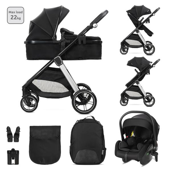 Carucior 3 in 1 - Carucior Set 3 in 1, Aspen, pana la 22 kg, Negru, bebelorelli.ro