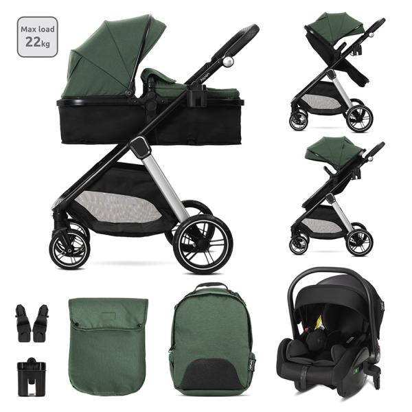 Carucior 3 in 1 - Carucior Set 3 in 1, Aspen, pana la 22 kg,Verde, bebelorelli.ro