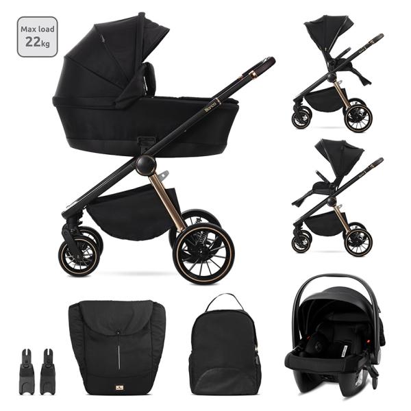 Carucior 3 in 1 - Carucior Set 3 in 1, Bianca, prevazut cu sistem anti-reflux, pana la 22 kg, Negru, bebelorelli.ro