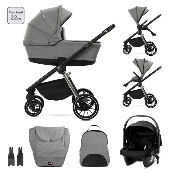 Carucior 3 in 1 - Carucior Set 3 in 1, Bianca, prevazut cu sistem anti-reflux, pana la 22 kg, Grey, bebelorelli.ro