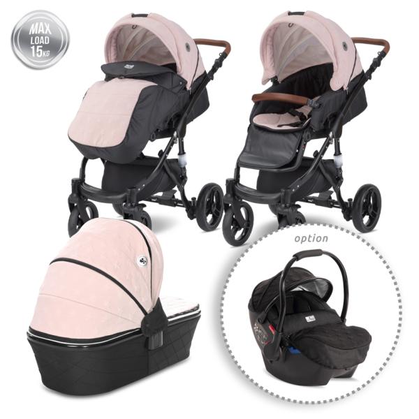 Lichidare de Stoc - Carucior set Rimini Premium, landou separat, sezut reversibil, cadru din aluminiu, cos auto optional, Cameo Rose Stars, bebelorelli.ro