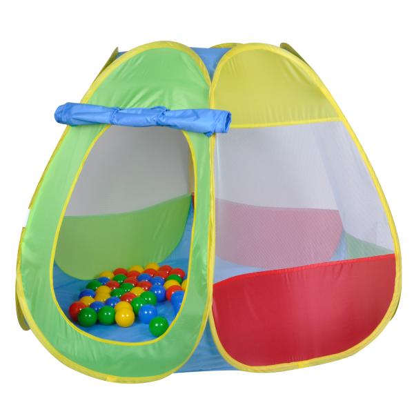 Casuta de joaca pentru copii, Knorr Toys, potrivit interior/exterior, include 50 bile asortate coloristic fara BPA, din tesatura de cort hidrofuga,  0 Luni+, Bellox