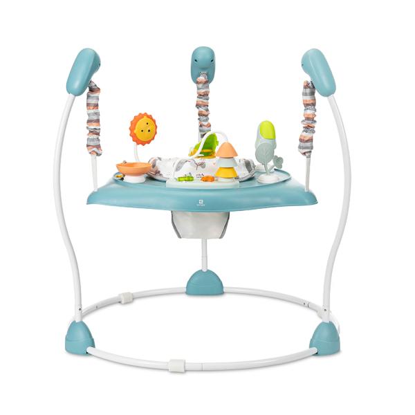 Centre de activitati - Centru de joaca 2in1 pentru bebelusi, Hoppi, Jumper, scaun rotativ 360 grade, inaltime reglabila in 3 trepte, jucarii interactive, muzica si lumini, 6 luni+, Blue, bebelorelli.ro