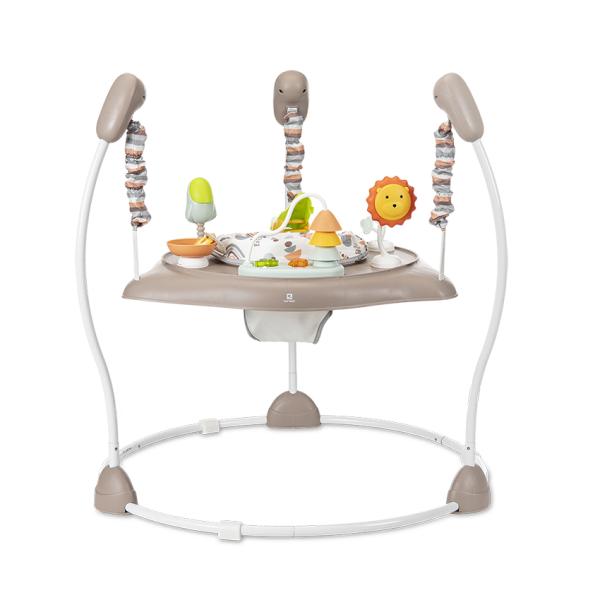 Centre de activitati - Centru de joaca 2in1 pentru bebelusi, Hoppi, Jumper, scaun rotativ 360 grade, inaltime reglabila in 3 trepte, jucarii interactive, muzica si lumini, 6 luni+, Mocha, bebelorelli.ro