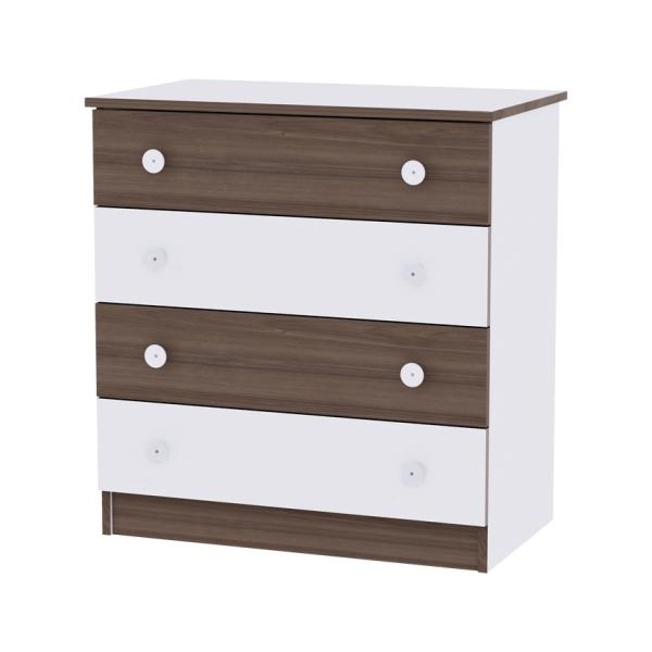 Lichidare de Stoc - Comoda lemn, 81x50x86 cm, 4 sertare, White Walnut, bebelorelli.ro