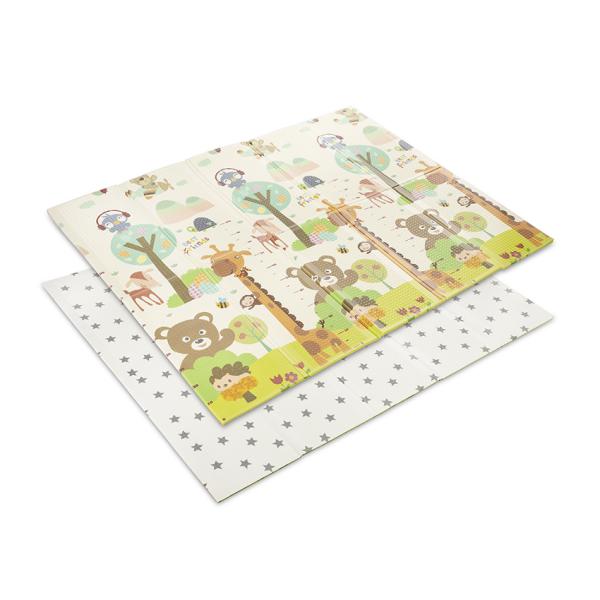Covoras de joaca termic pentru copii, din spuma XPE, design cu doua fete, pliabil, 180 x 200 cm, Best Friends & Stars