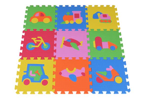 Covoare copii - Covoras puzzle colorat, Knorr Toys, 9 piese, 30x30x1 cm, din spuma moale Eva, izolator si antiderapant, 3 Ani+, Trafic, bebelorelli.ro