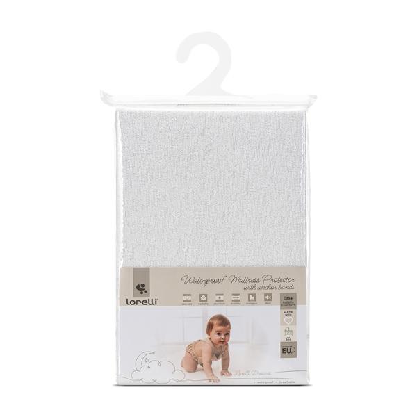 Accesorii patuturi - Husa protectie saltea impermeabila, 60 x 120 cm, prindere cu elastic, bumbac 100%, White, bebelorelli.ro