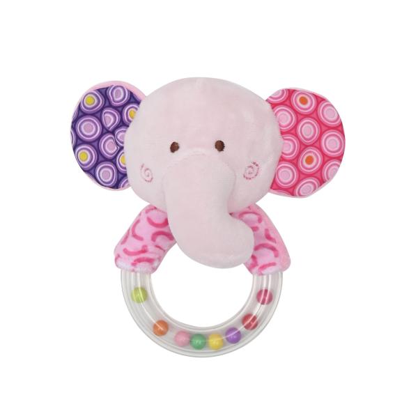 Lichidare de Stoc - Jucarie de plus, cu inel, 11 cm, zornaitoare, 0 luni+, elefant, bebelorelli.ro