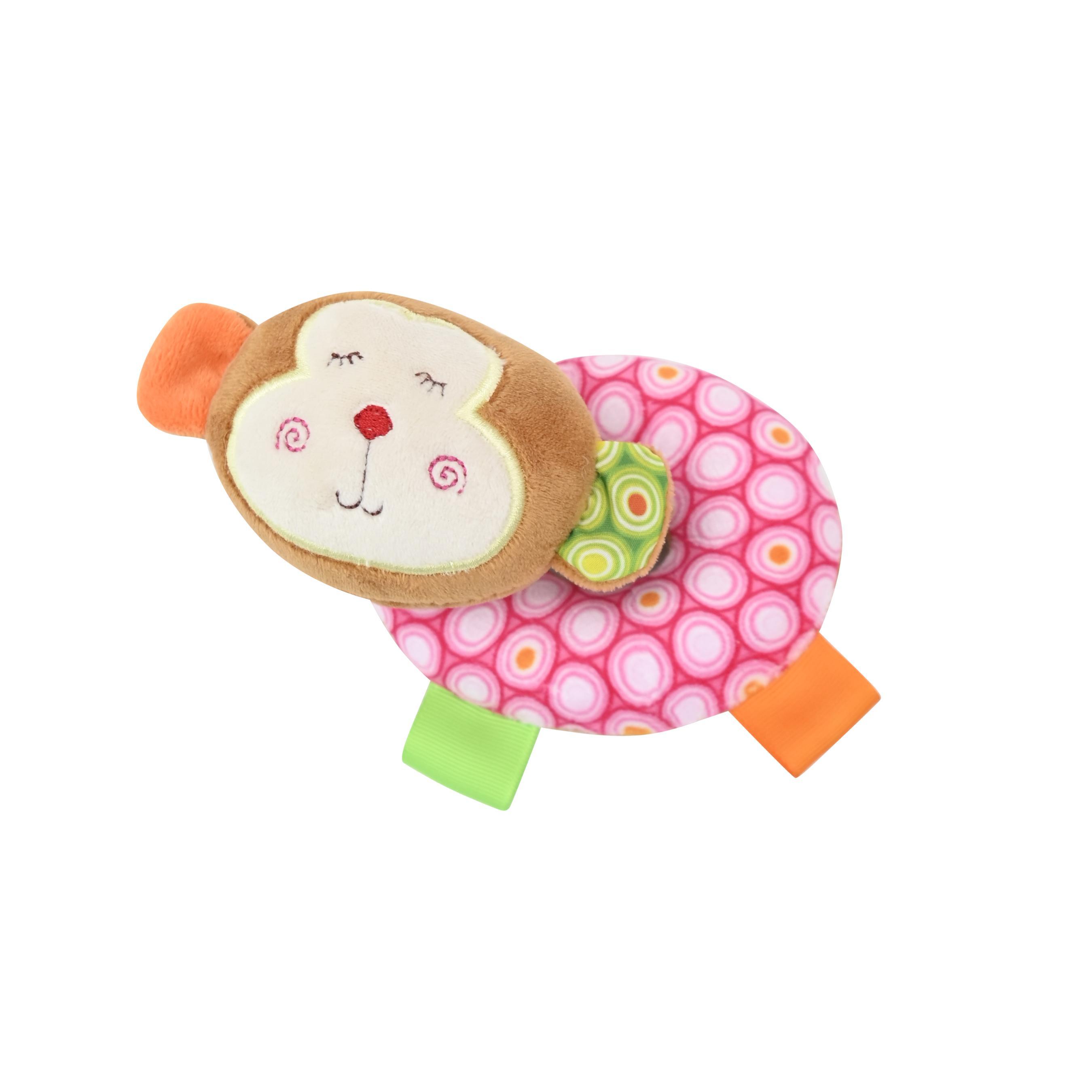 Jucarie de plus, gogoasa cu cap de maimutica, 11 cm, zornaitoare, 0 luni+ Lorelli Toys