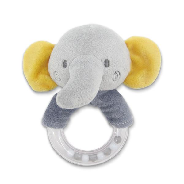 Jucarii din plus - Jucarie de plus, inel, Elefant gri, 11 cm, zornaitoare, 0 luni+, bebelorelli.ro