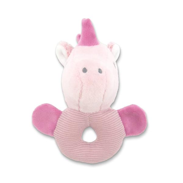 Jucarii din plus - Jucarie de plus, Unicorn roz, 11 cm, zornaitoare, 0 luni+, bebelorelli.ro