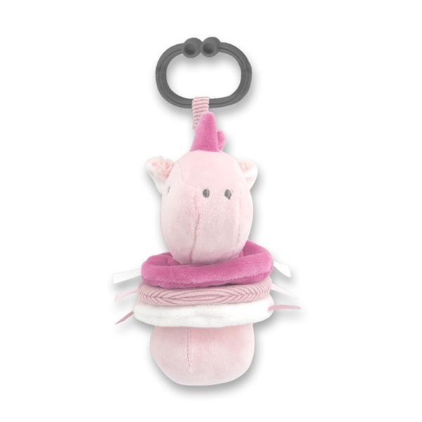 Jucarii din plus - Jucarie de plus, Unicorn roz, 16 cm, cu vibratie, zornaitoare, 0 luni+, bebelorelli.ro