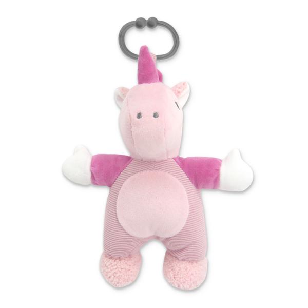 Jucarii din plus - Jucarie de plus, Unicorn roz, 22 cm, zornaitoare, 0 luni+, bebelorelli.ro