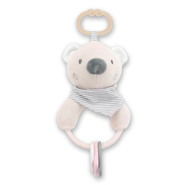 Jucarii din plus - Jucarie de plus, Ursulet beige, 20 cm, cu forme geometrice zornaitoare, 0 luni+, bebelorelli.ro