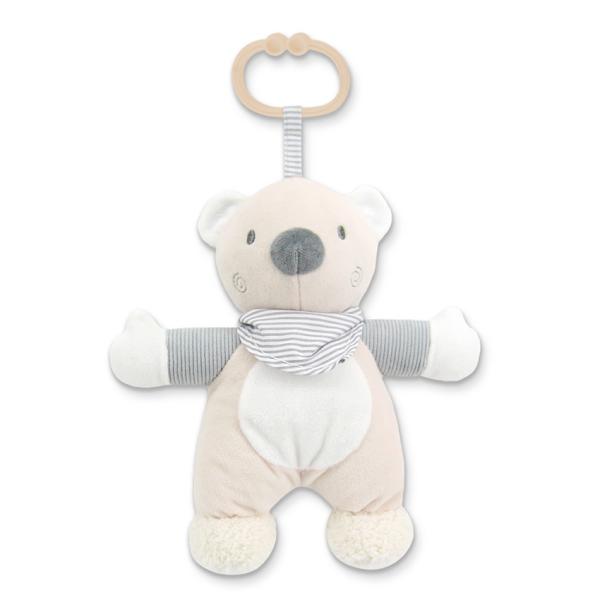 Jucarii din plus - Jucarie de plus, Ursulet beige, 22 cm, zornaitoare, 0 luni+, bebelorelli.ro