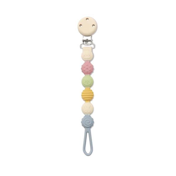 Suzete si accesorii - Lant pentru suzeta din silicon, clips de prindere, BPA Free, Blue Mix, bebelorelli.ro