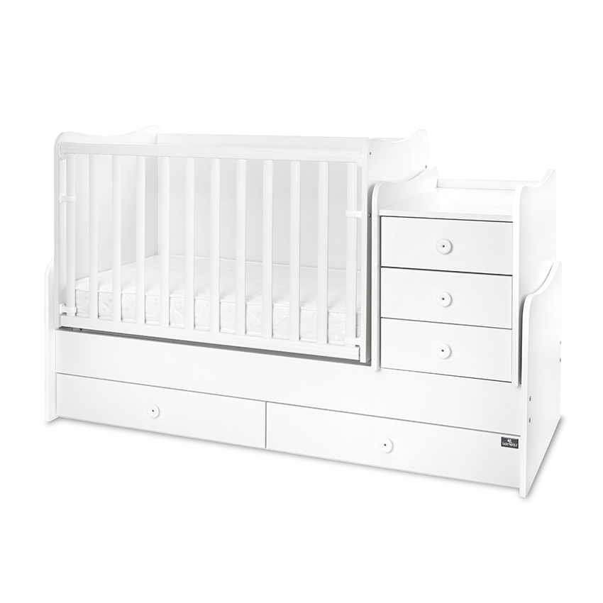 Patuturi si mobiliere din lemn - Mobilier Maxi Plus, 70x160 cm, transformabil, Trio White, bebelorelli.ro
