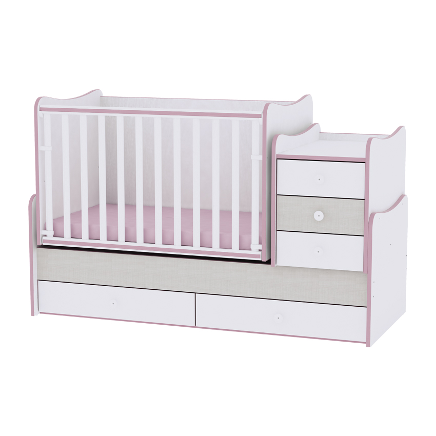 Patuturi si mobiliere din lemn - Mobilier Maxi Plus New, White & Pink Crossline, bebelorelli.ro