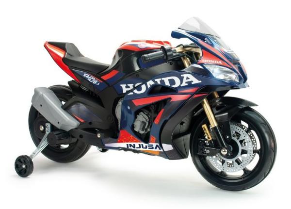 Motociclete electrice - Motocicleta electrica pentru copii, 12V, licentiat Honda Competition, cu roti ajutatoare, design sport, 3-6 ani, max. 50 kg, bebelorelli.ro