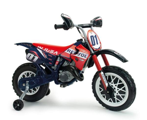 Motociclete electrice - Motocicleta electrica pentru copii, 6V, licentiat Repsol, tip cross, cu roti ajutatoare, 3-6 ani, bebelorelli.ro