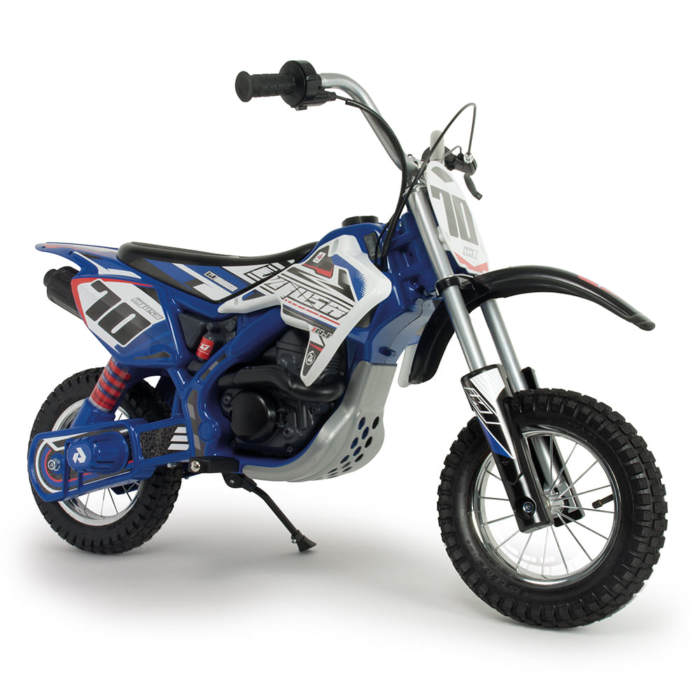 Motociclete - Motocicleta electrica pentru copii Injusa, X-Treme, Blue Fighter, 24V, pentru orice tip de teren, roti gonflabile, 6 ani+, Alb cu Albastru, bebelorelli.ro