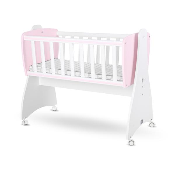 Patuturi si mobiliere din lemn - Pat balansoar, First Dreams, 105x55x83 cm, transformabil, White Orchid Pink, bebelorelli.ro