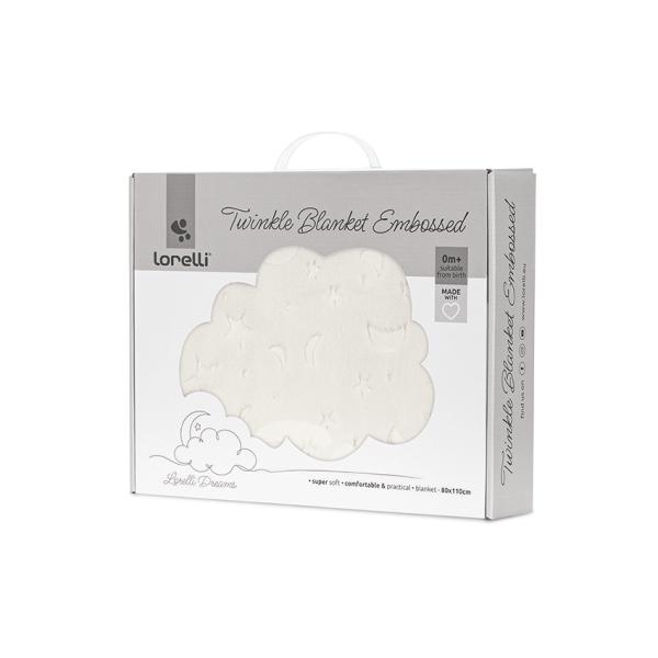 Perne si paturici - Paturica pentru bebelusi, Twinkle, material moale, model decorativ in relief, 80 x 110 cm, 0 luni+, Beige, bebelorelli.ro