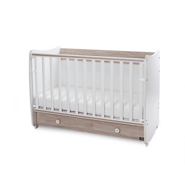 Patuturi si mobiliere din lemn - Patut balansoar Dream, 60 x 120 cm, transformabil, White Light Oak new, bebelorelli.ro